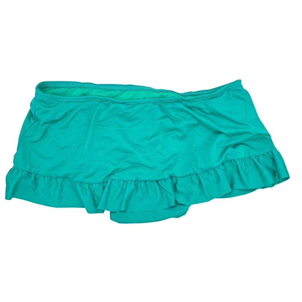 Bisou Bisou Michele Bohbot Swim Skirt Bottom Womens XLrg Green Ruffle Bikini NWT